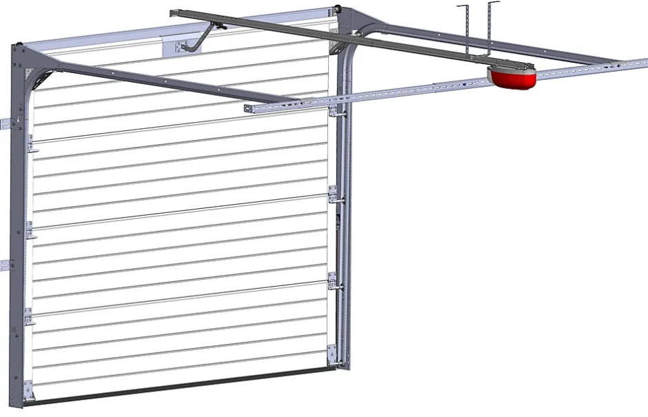 Porte de garage sectionnelle Gris Quartz 7039 motorisée l.240 x H.200 cm x Ep.40 mm Polygrain-Spadone Outlet