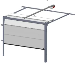 Porte de garage sectionnelle Gris Quartz 7039 motorisée l.240 x H.200 cm x Ep.40 mm Polygrain-Spadone Outlet