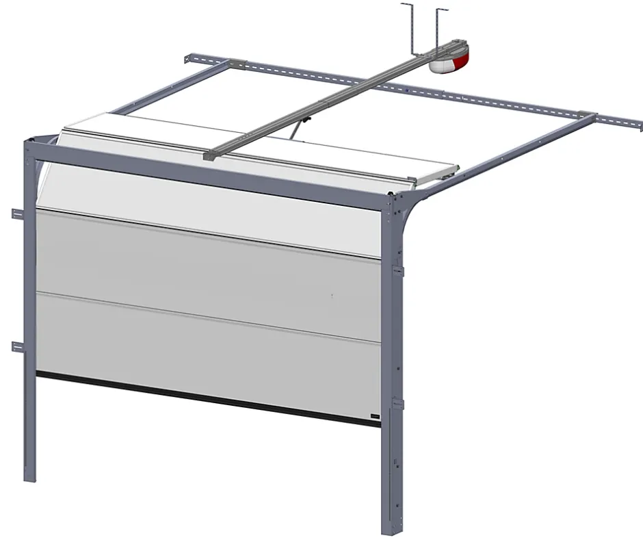 Porte de garage sectionnelle Gris Quartz 7039 motorisée l.240 x H.200 cm x Ep.40 mm Polygrain-Spadone Outlet