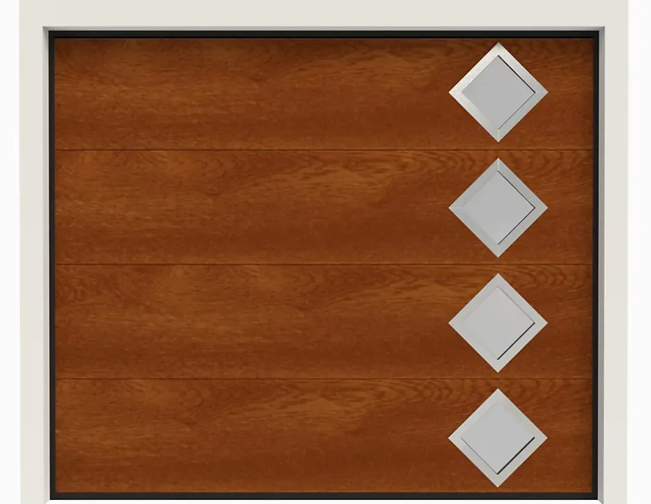 Porte de Garage Sectionnelle Motorisée 240x200 CASTRIE - Imitation Bois Mat (Wood Flat)-Rentside Discount