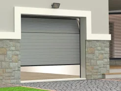 Porte de garage sectionnelle effet rainuré gris motorisée L254 x H218 cm - NORIA-Vente-unique Sale