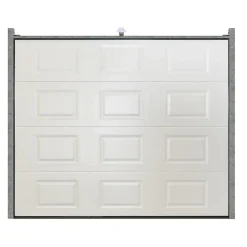 Porte de garage sectionnelle à cassettes acier blanc RAL 9010 - L.240 x h.200 cm - motorisée (en kit)-GoodHome Discount
