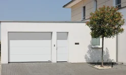 Porte de garage sectionnelle acier SandGrain blanc trafic RAL 9016 - l.250 x h.212,5 cm - motorisée-Hormann Hot