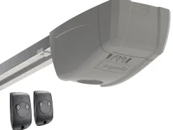 Somfy Porte de garage sectionnelle effet rainuré gris avec moteur L254 x H218 cm - NORIA