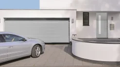 Porte de garage sectionnelle acier WoodGrain blanc RAL 9006 - l.300 x h.212,5 cm - motorisée-Hormann