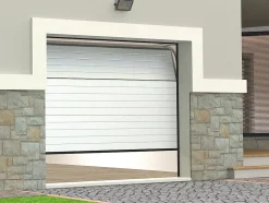 Somfy Porte de garage sectionnelle effet rainuré blanc avec moteur L254 x H218 cm - NORIA