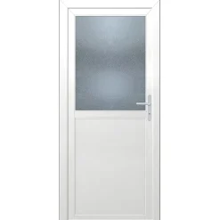 Porte de service 1/2 vitrée PVC 80 x h.205 cm poussant gauche