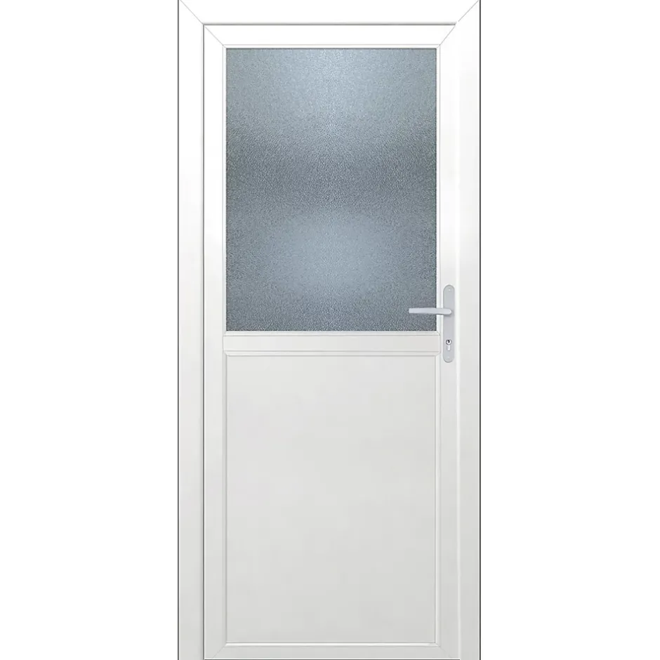 Porte de service 1/2 vitrée PVC 90 x h.205 cm poussant gauche