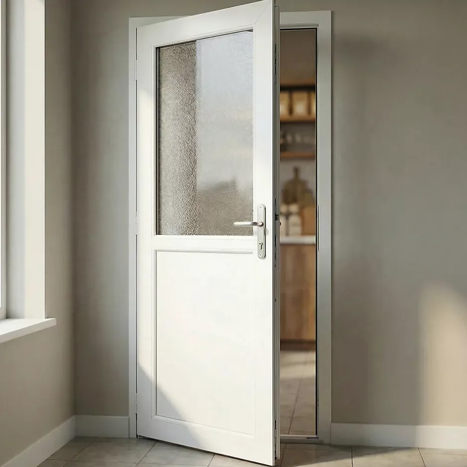 Porte de service 1/2 vitrée pvc poussant droit l.80 x H.205 cm- Sale