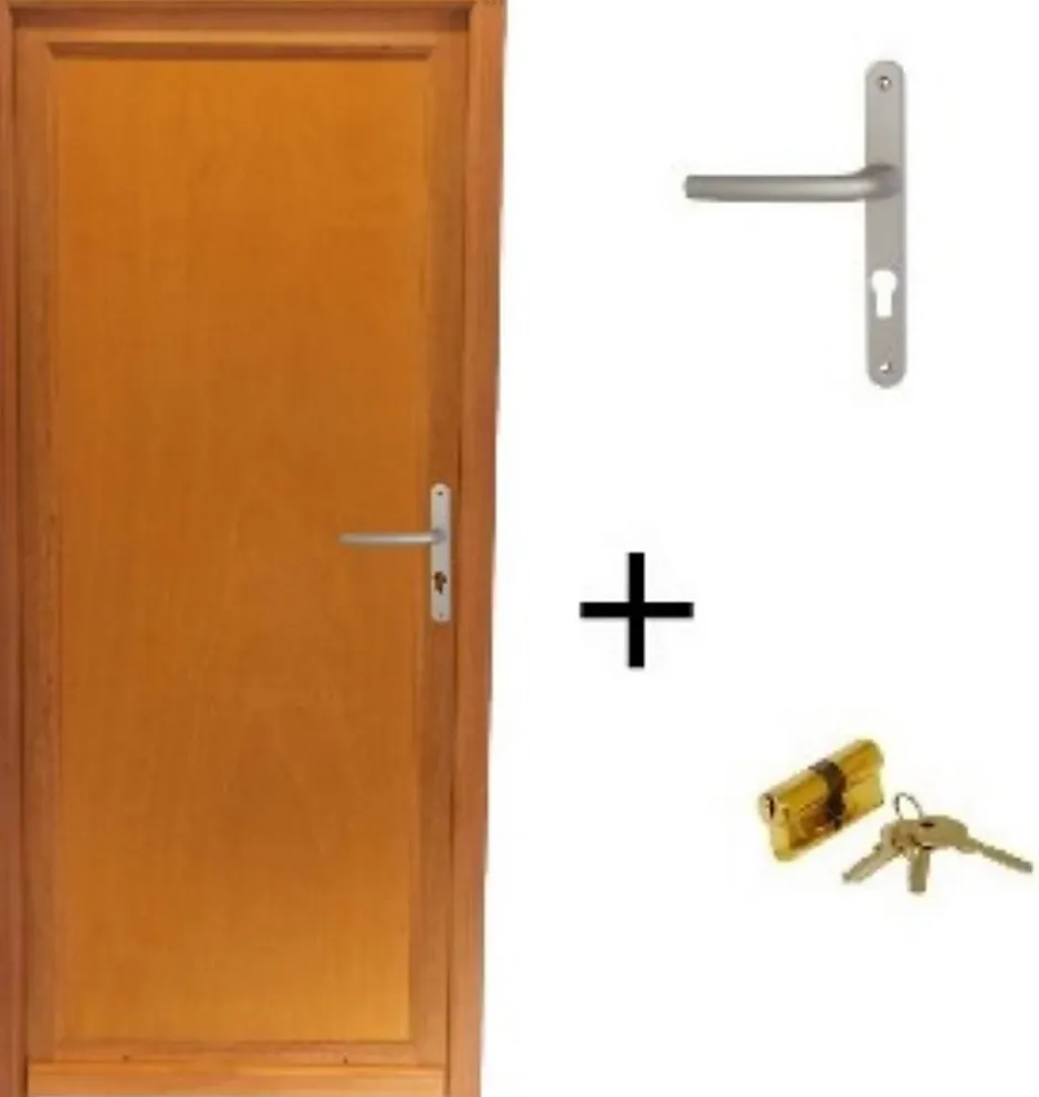 Gd Menuiseries Porte De Service Bois Pleine Armagos, H,200xl,80 P,gauche Côte Tableau, Poignée, Barillet