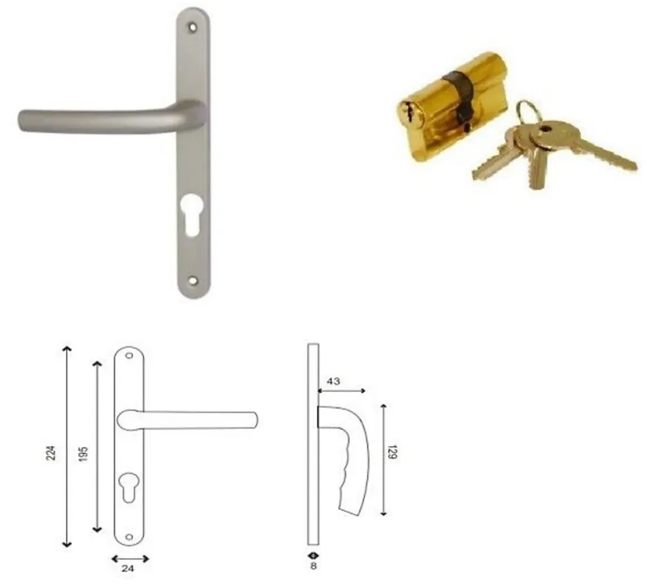 Gd Menuiseries Porte De Service Bois Vitrée Naxos, H,200xl,80 Côte Tableau, P.gauche , Poignée, Barillet