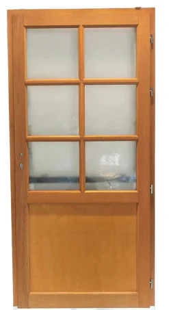 Gd Menuiseries Porte De Service Bois Vitrée Naxos, H,200xl,80 Côte Tableau, P.gauche , Poignée, Barillet