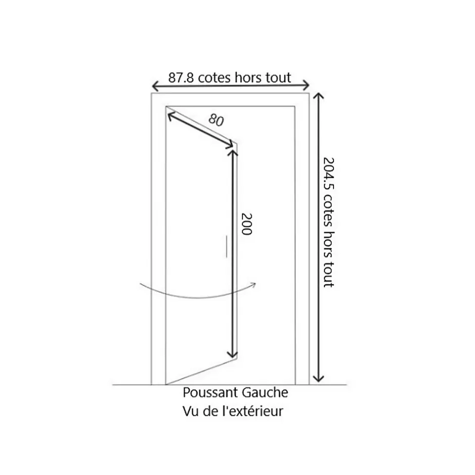 Gd Menuiseries Porte De Service Bois Vitrée Naxos, H,200xl,80 Côte Tableau, P.gauche , Poignée, Barillet