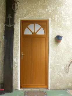 Porte De Service Bois Vitrée Pixos, H,200xl,80 Côte Tableau, P.droit, Poignée, Barillet-Gd Menuiseries