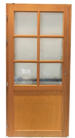 Porte De Service Bois Vitrée Naxos, H.215xl.90 Côte Tableau, P.droit, Poignée, Barillet-Gd Menuiseries Discount
