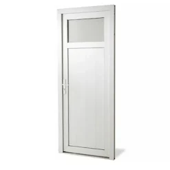 Porte de service pvc 1/4 vitrée Servicio 80 x h.205 poussant gauche-Geom Best