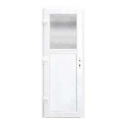 Porte de service pvc 1/2 vitrée gris anthracite ext. et blanc int. 80 x h.205 cm poussant droit