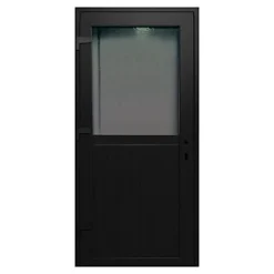 Porte de service pvc 1/2 vitrée gris anthracite ext. et blanc int 90 x h.205 cm poussant droit