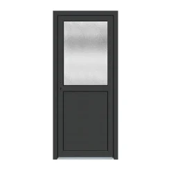 Porte de service pvc 1/2 vitrée gris anthracite ext. et blanc int 90 x h.205 cm poussant droit