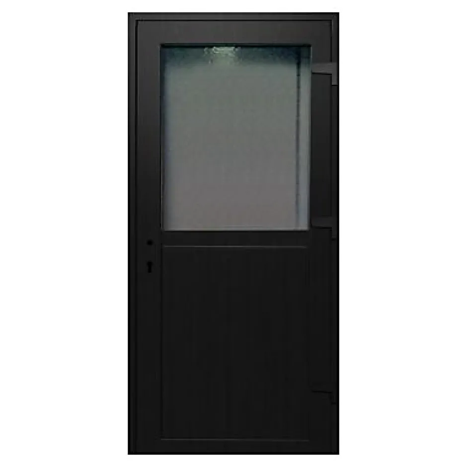 Porte de service pvc 1/2 vitrée gris anthracite ext. et blanc int 90 x h.205 cm poussant gauche