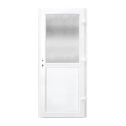 Porte de service pvc 1/2 vitrée gris anthracite ext. et blanc int 90 x h.205 cm poussant gauche