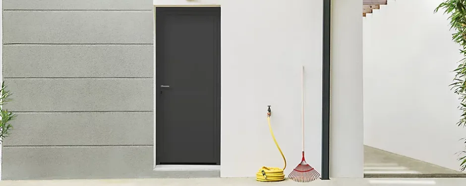 Porte de service PVC anthracite L 960mm x H 2000mm ouvant droit-Fral Fermetures Outlet