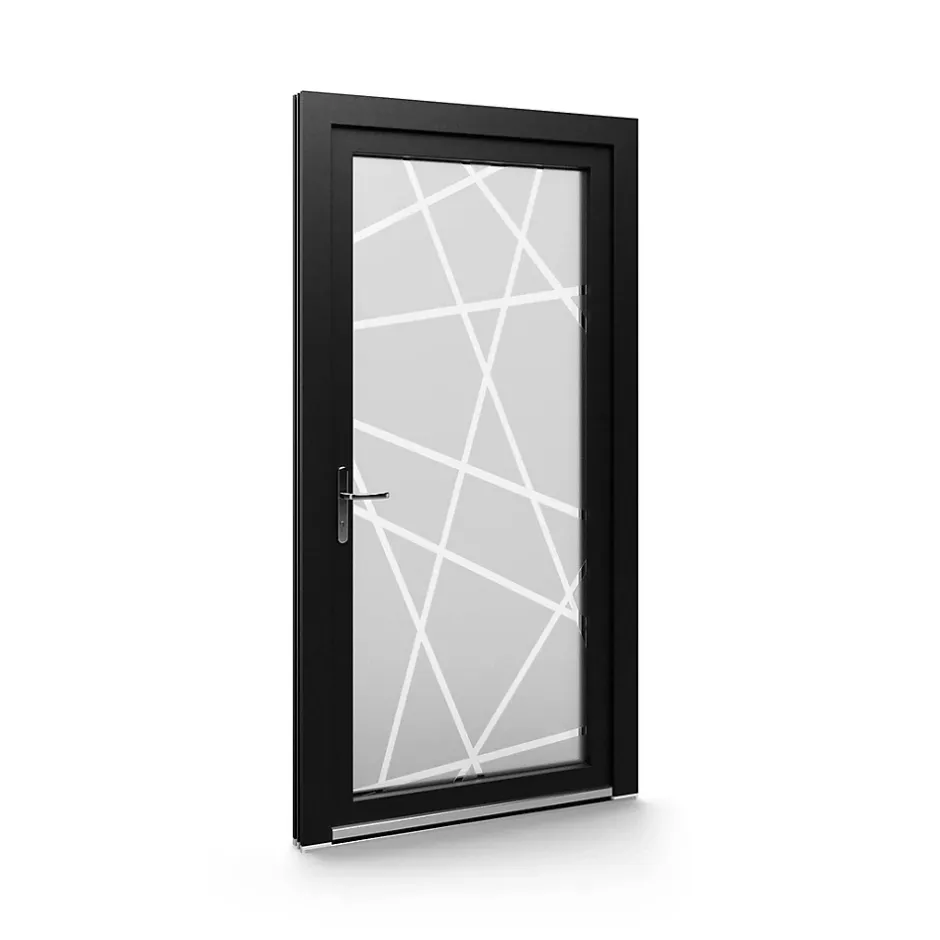 Porte de service PVC anthracite et blanc L 960mm x H 2180mm ouvant droit-Fral Fermetures