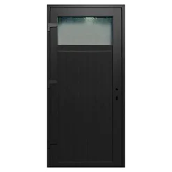 Porte de service pvc gris anthracite ext. et blanc int. 80 x h.205 cm poussant droit