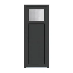 Porte de service pvc gris anthracite ext. et blanc int. 80 x h.205 cm poussant droit