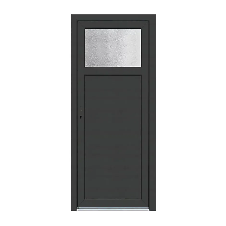 Porte de service pvc gris anthracite ext. et blanc int 90 x h.205 cm poussant droit- Outlet