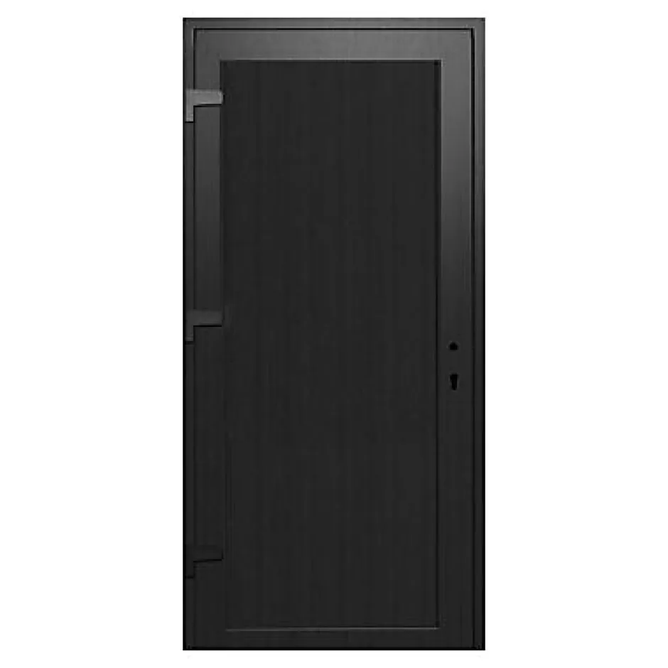 Porte de service pvc pleine gris anthracite ext. et blanc int. 80 x h.205 cm poussant droit