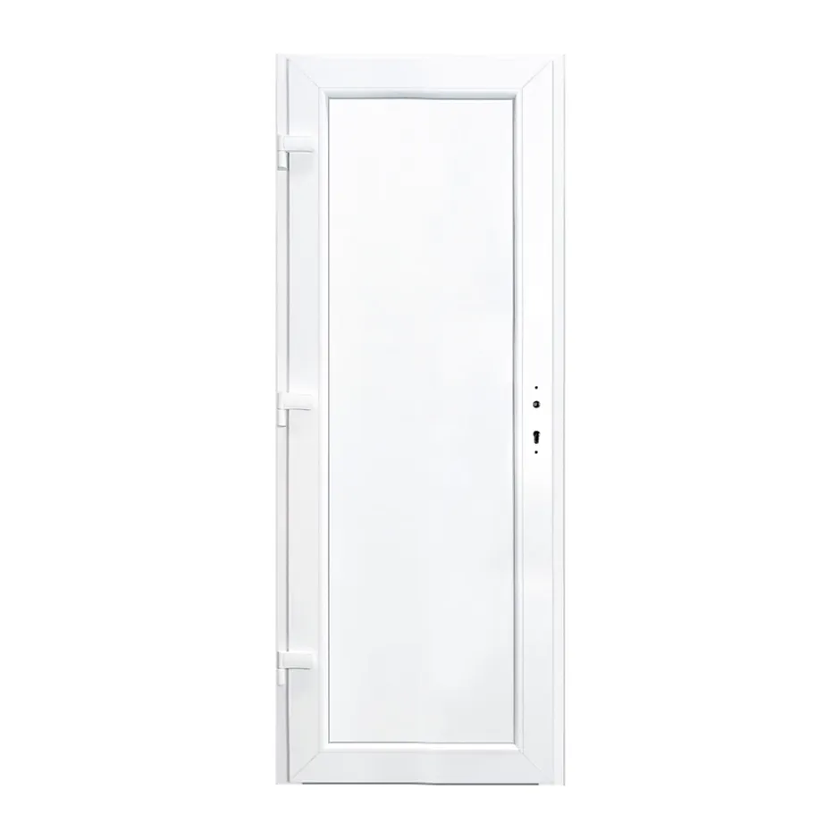 Porte de service pvc pleine gris anthracite ext. et blanc int. 80 x h.205 cm poussant droit