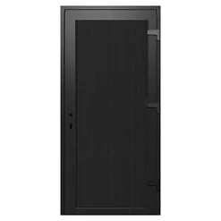 Porte de service pvc pleine gris anthracite ext. et blanc int. 80 x h.205 cm poussant gauche- Discount