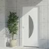 4ALU Porte d'entrée alu blanc Demi Lune H.215 x l.90 cm poussant droit