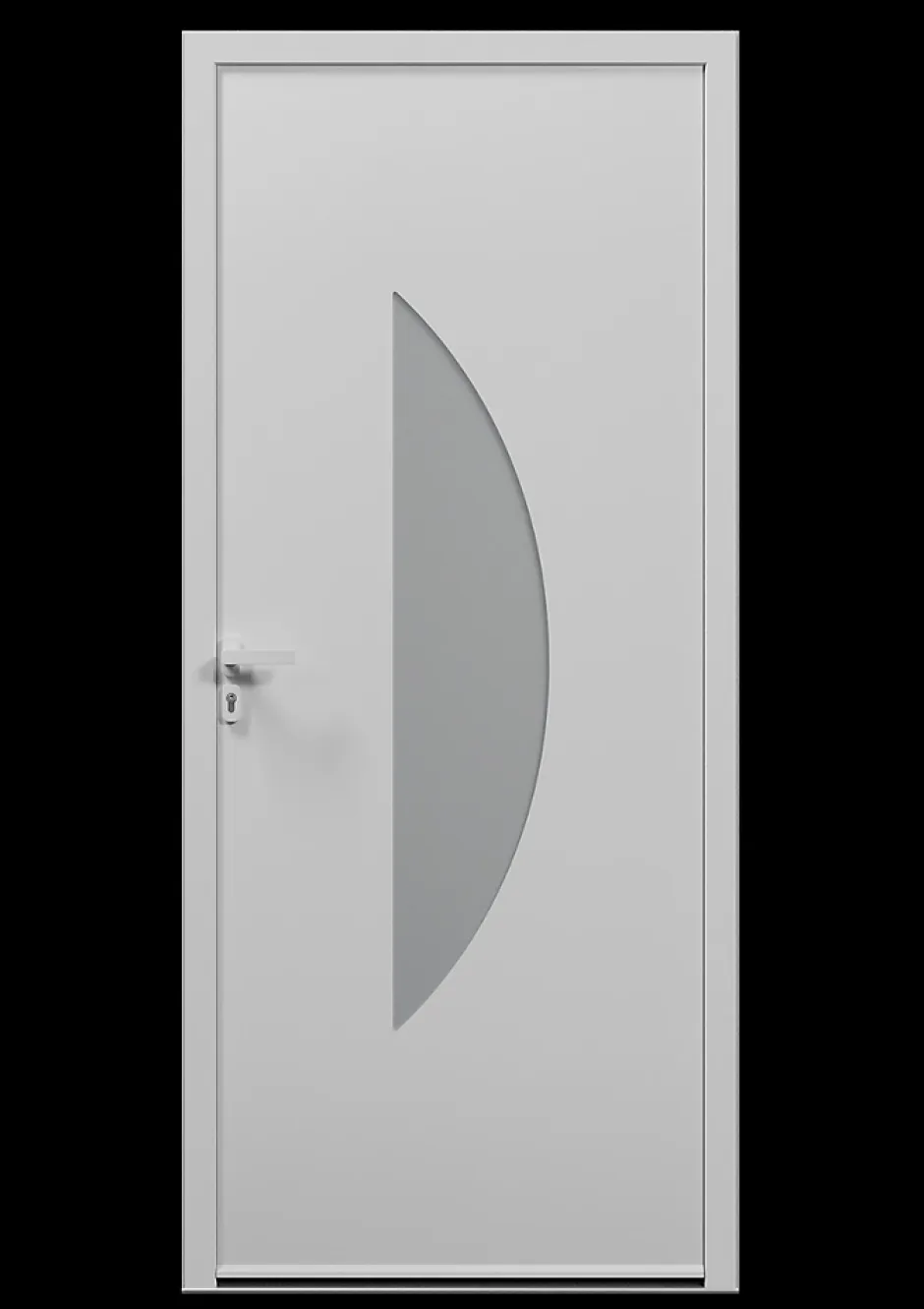 4ALU Porte d'entrée alu blanc Demi Lune H.215 x l.90 cm poussant droit
