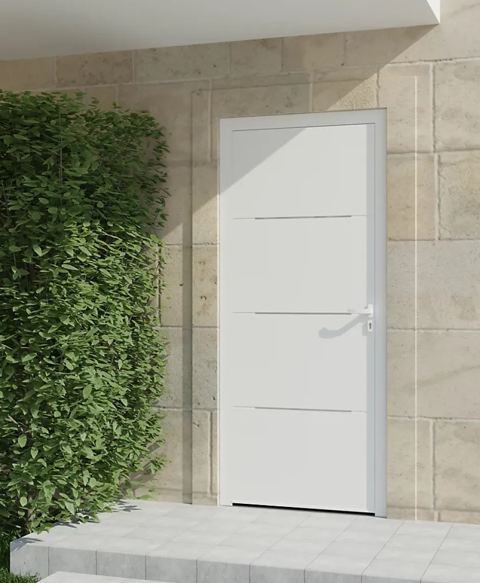 4ALU Porte d'entrée alu blanc Leme H.215 x l.90 cm poussant gauche