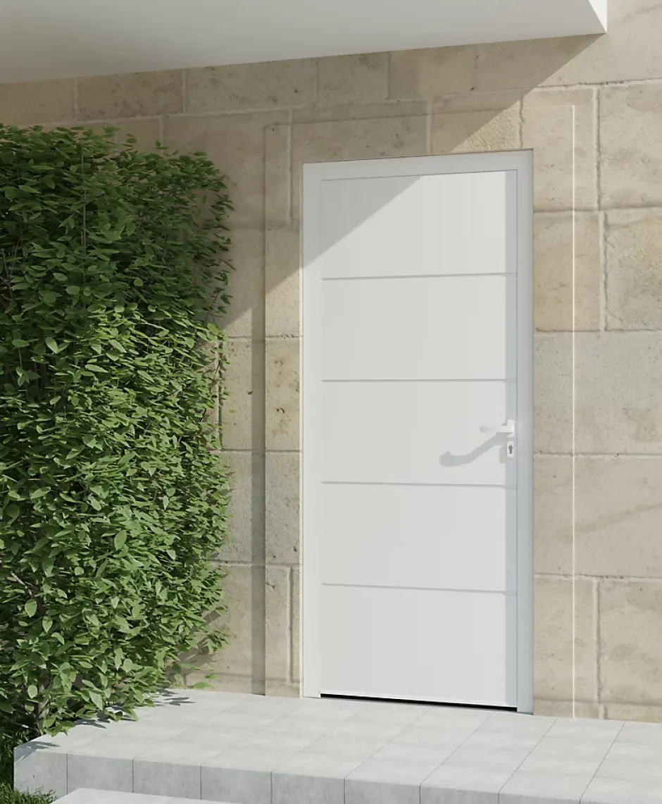4ALU Porte d'entrée alu blanc Madryn H.215 x l.90 cm poussant droit