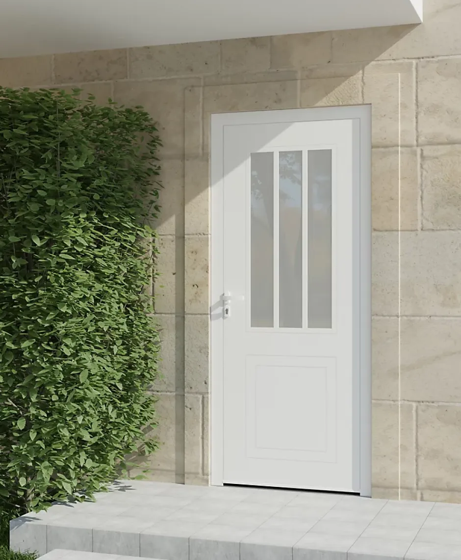 4ALU Porte d'entrée alu blanc Sestri H.215 x l.90 cm poussant droit