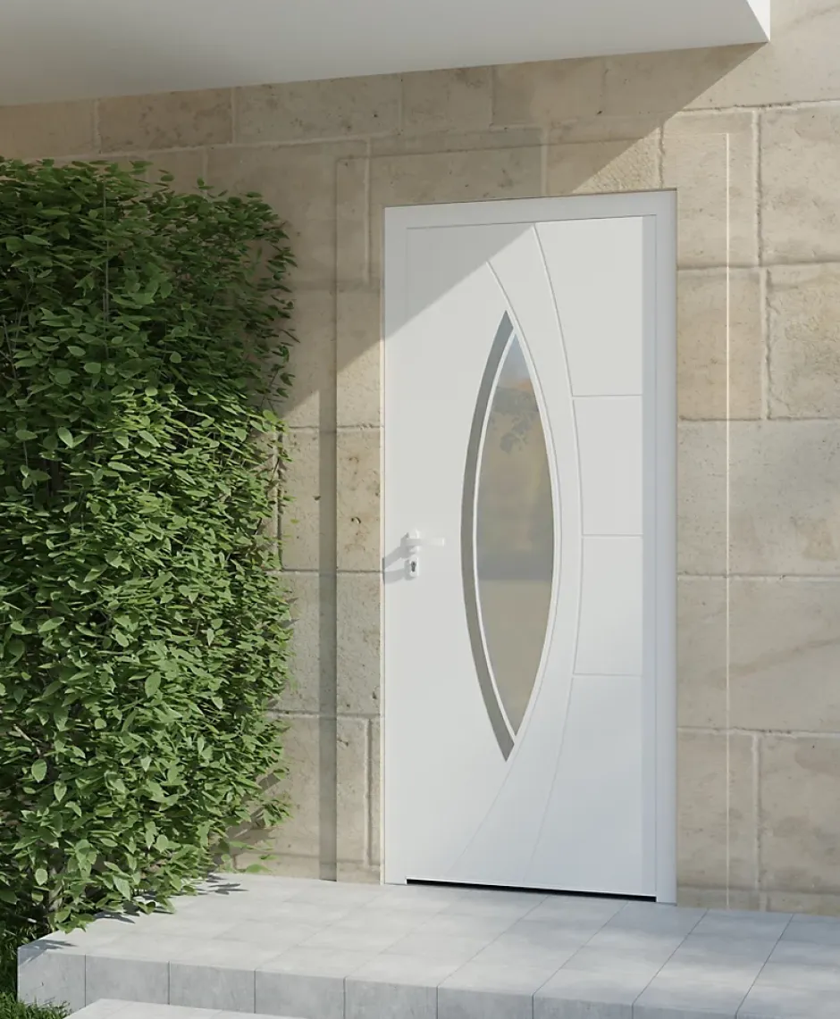 Porte d'entrée alu blanc Zaria H.215 x l.90 cm poussant droit-4ALU Hot