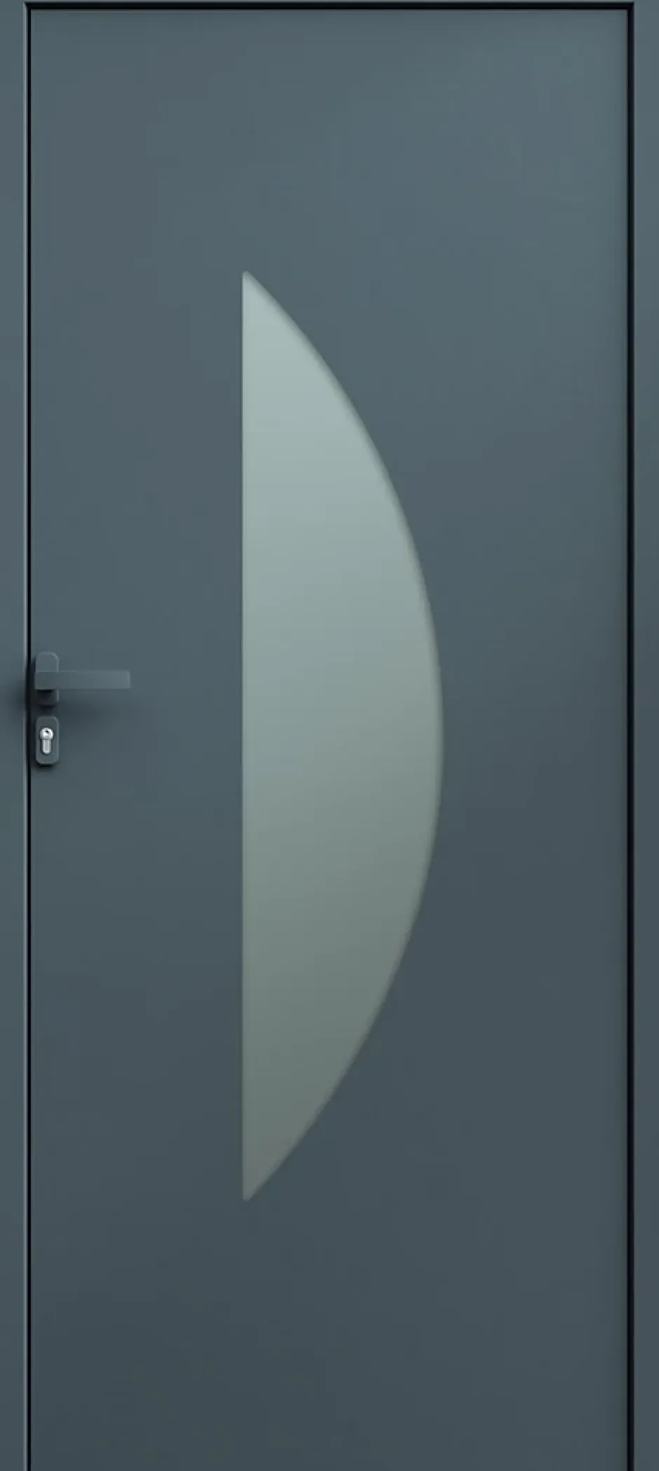 Porte d'entrée alu gris Demi Lune H.215 x l.90 cm poussant droit-4ALU New