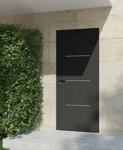 Porte d'entrée alu gris Leme H.215 x l.90 cm poussant droit-4ALU