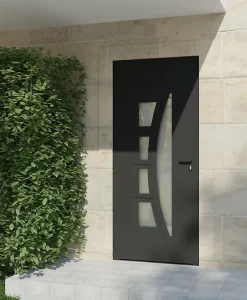 4ALU Porte d'entrée alu gris Rylie H.215 x l.90 cm poussant gauche