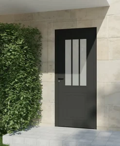 Porte d'entrée alu gris Sestri H.215 x l.90 cm poussant droit-4ALU Online