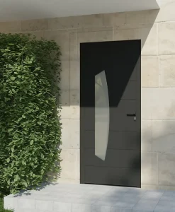 4ALU Porte d'entrée alu gris Tegan H.215 x l.90 cm poussant gauche