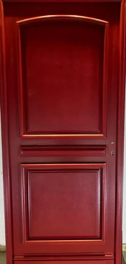 Gd Menuiseries Porte D'entrée Bois Pleine Carene Rouge Ral 3004, H.215xl.90 Côte Tableau P.gauche