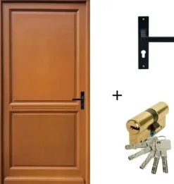 Porte D'entrée Bois Pleine Eyden, H.215xl.90 P,gauche Côte Tableau, Poignée, Barillet-Gd Menuiseries Hot