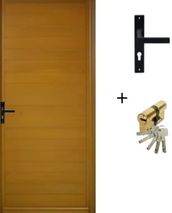 Porte D'entrée Bois Pleine Laura, H.215xl.90 Côte Tableau P.droit, Poignée, Barillet-Gd Menuiseries