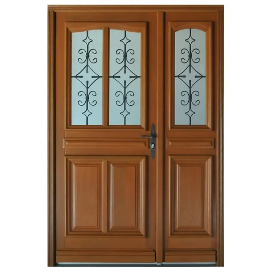 Gd Menuiseries Porte D'entrée Bois Tiercée Vitrée Vauban H.215 X L.120 Côte Tableau P. Gauche