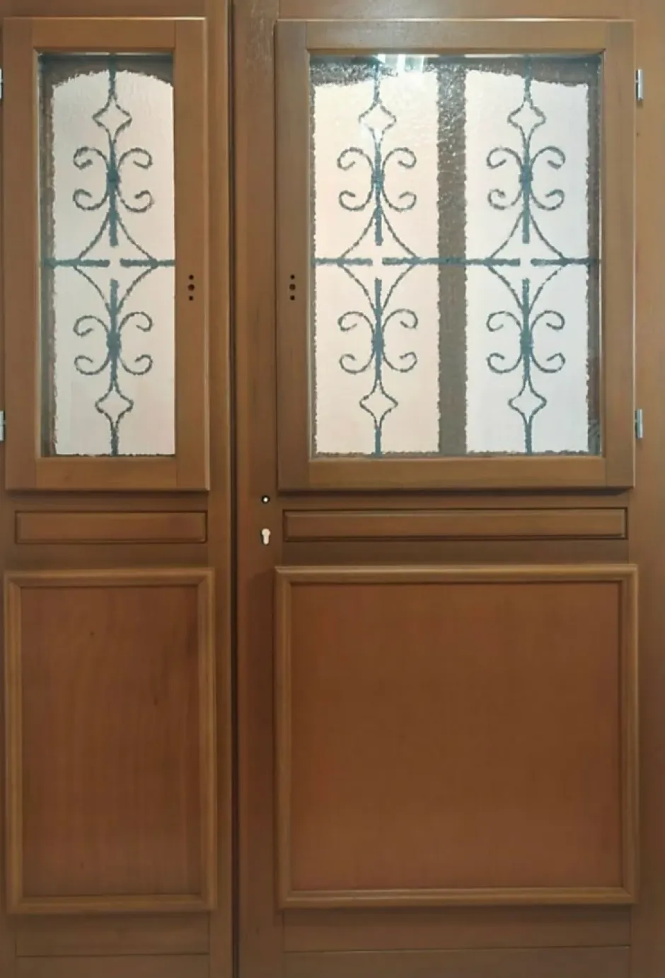 Gd Menuiseries Porte D'entrée Bois Tiercée Vitrée Vauban H.215 X L.120 Côte Tableau P. Gauche