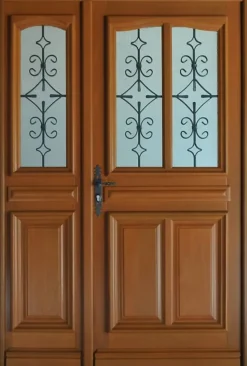 Gd Menuiseries Porte D'entrée Bois Tiercée Vitrée Vauban H.215 X L.120 Côte Tableau P.droit